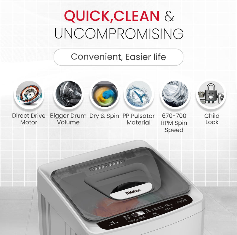 Nobel Top Load Washer Gray 4.5 KG Fully Automatic NWM550RH-3
