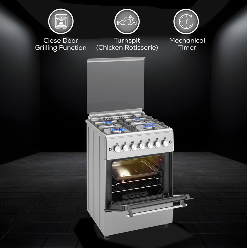 Bompani Gas Cooking range 60X60 Cm Full Safety,4 Gas Burners, Mechanical Timer - BO613YAL-3