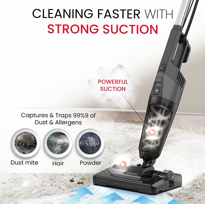 Nobel 2 in 1 Handheld Stick Vacuum Cleaner, Lightweight, Powerful Suction 600W 18 kPa Vacuum, 18 L/s Airflow, 20% Max Efficiency with Hepa Filter & 0.6L Dust Tank Capacity NVC19T Back-4