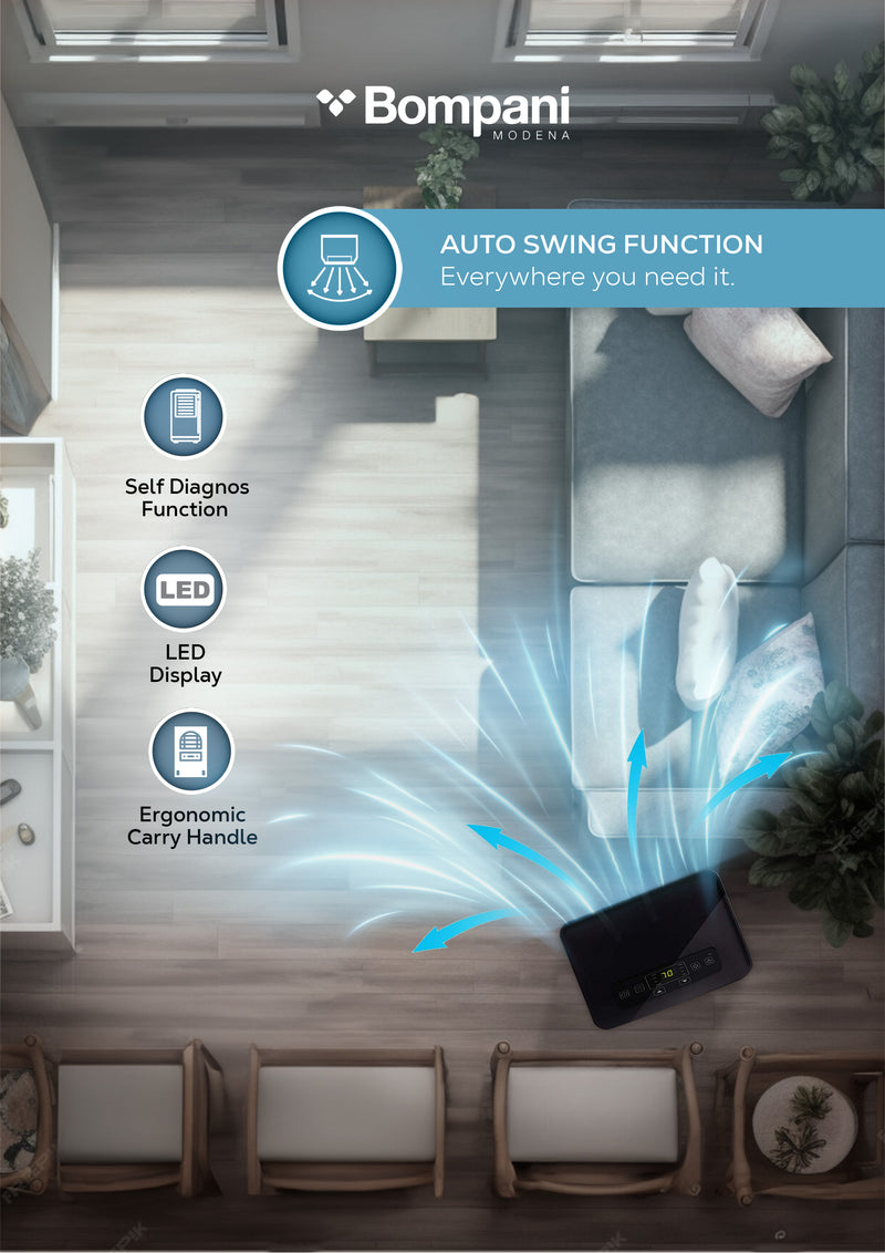 Portable Ac 9000Btu With Auto Swing, Led Display, And Remote Control - BO900-3