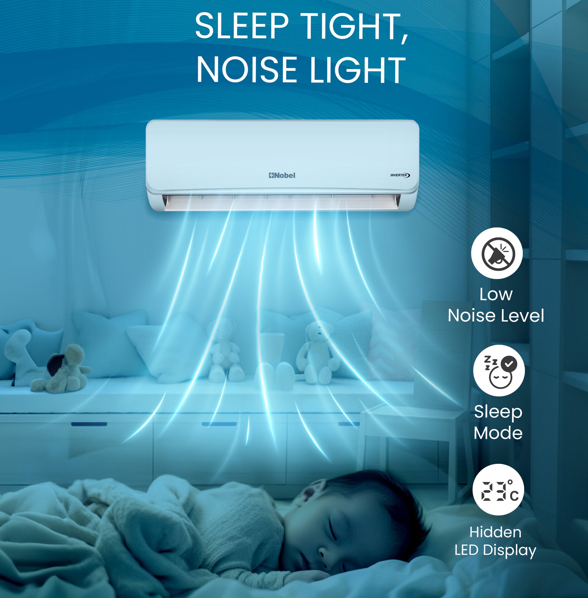 18,000 BTU Inverter Split AC with Gold Fin Tech, 4-Way Airflow, R410A Refrigerant - NSAC18VTL-3