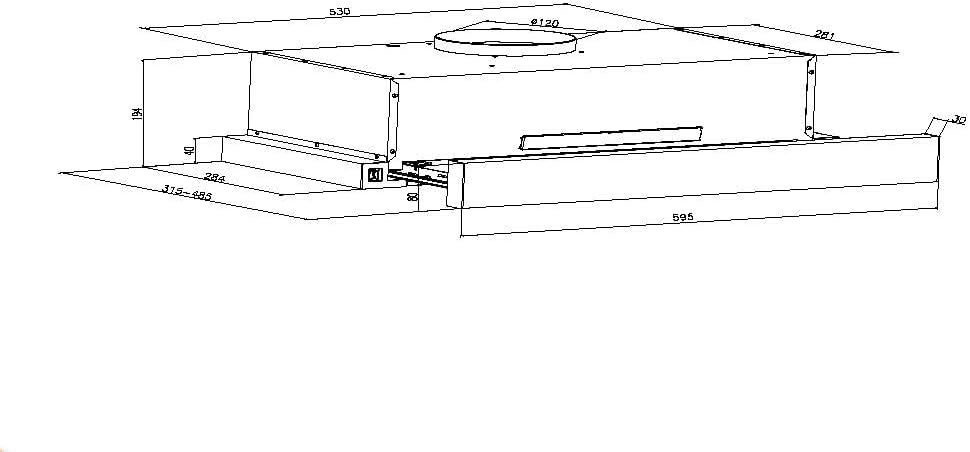 Nobel RANGE HOOD 60cm Built-in Hoods 2 Speed Rocker Switch, 3-Layer Aluminum Filter(2pcs), 2x65W Motor, 440m3/h. with 2pcs Carbon Filter NCHP60ST-8