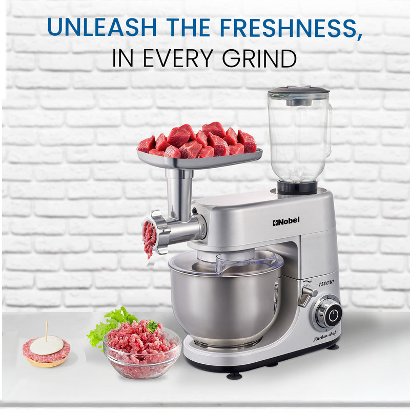 Nobel 3 in 1 Food Processor Multifunctional Stand Mixer with 7.0 L Stainless Steel Bowl & 1.5L Juicer Blender with 6 Speeds For A Variety Of Mixing Tasks NBM100S Silver-4
