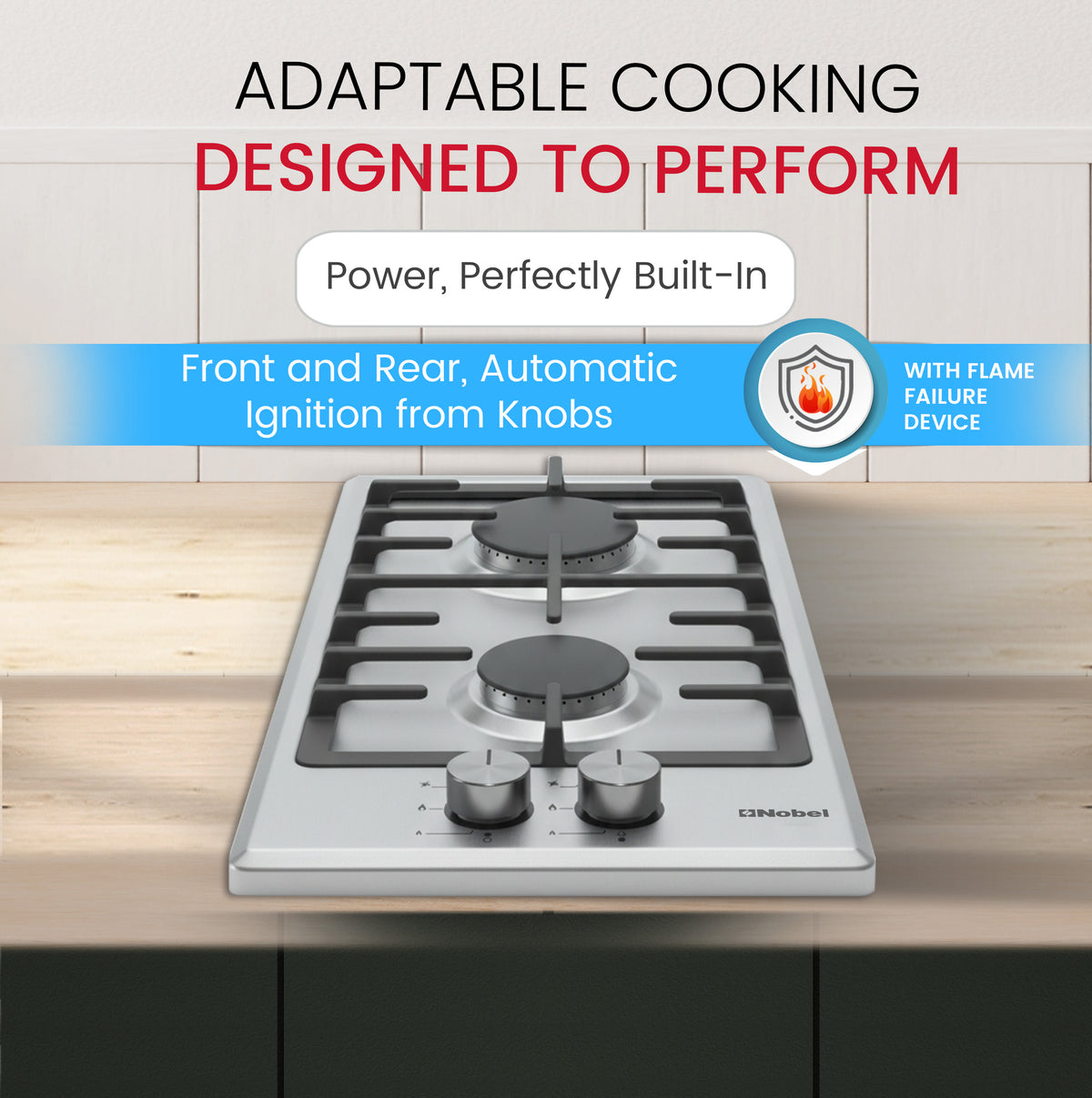 Builtin - Hobs Stainless Steel 30cm 2 Gas Burners NBH3202SSH-4