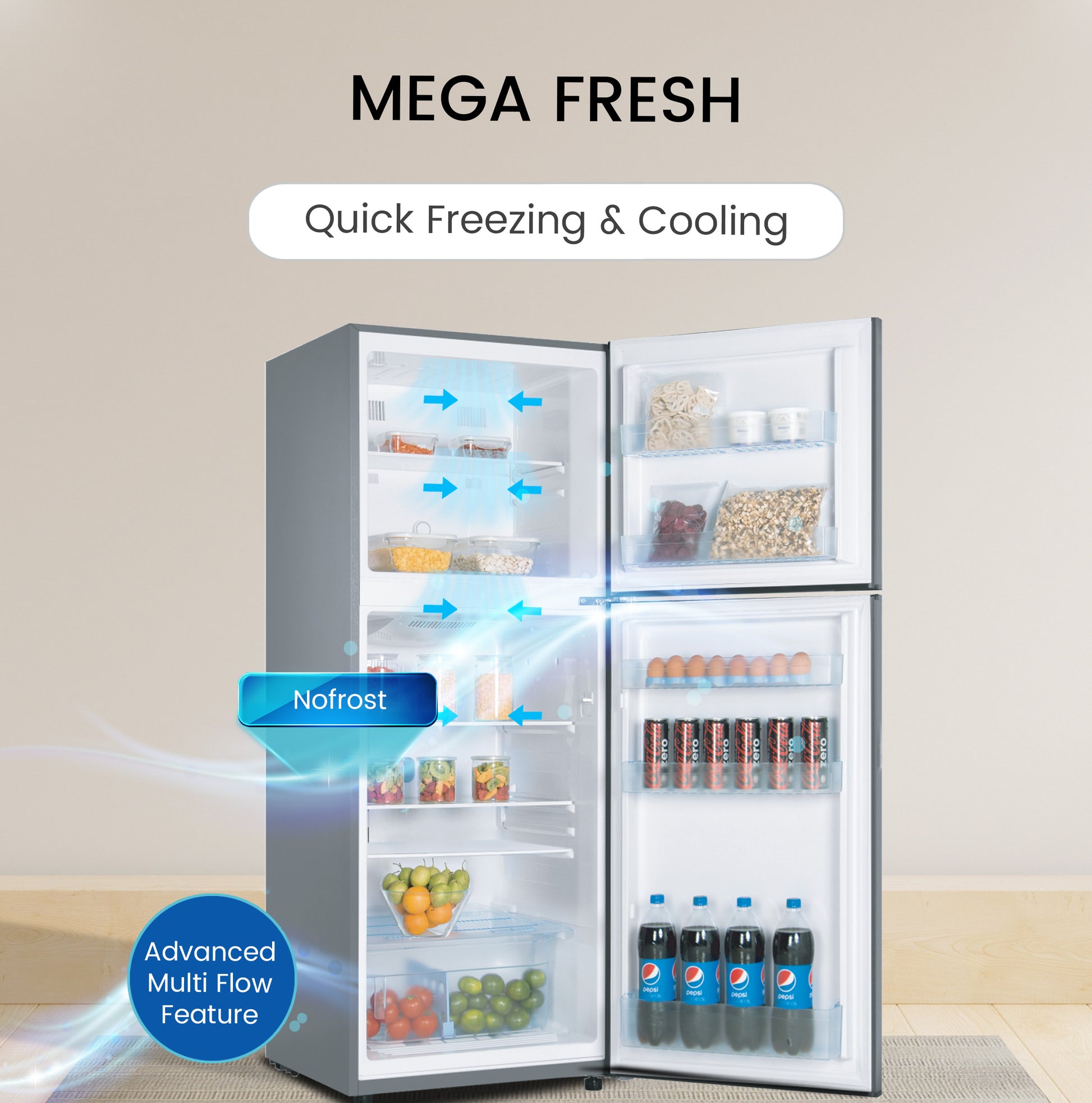 Double Door Refrigerators 450L Gross / 332L Net, No frost with Inverter Technology - NR450NF-4