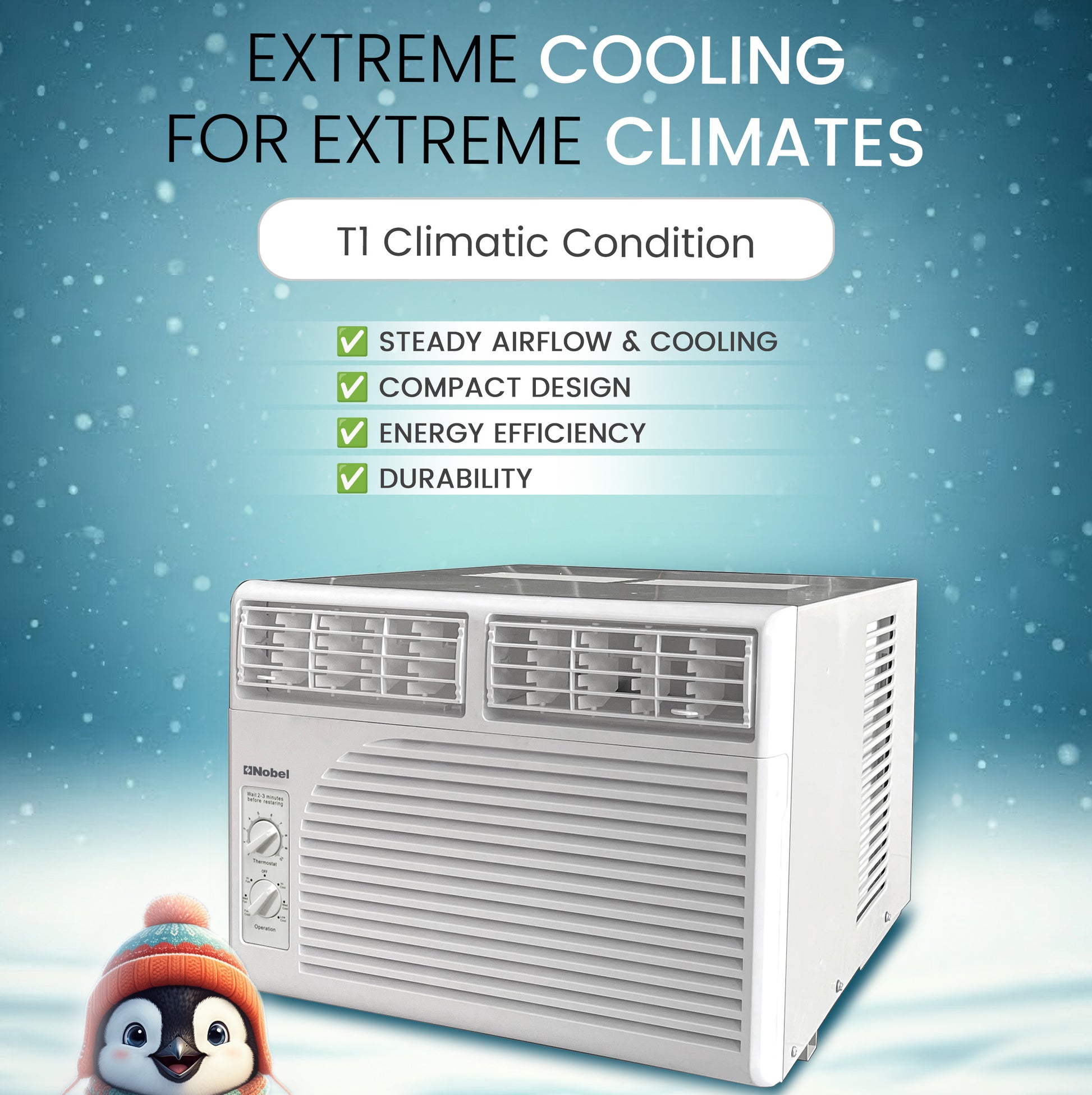 1 Ton Window Air Conditioner 12,000 BTU, Energy Efficient Cooling with Rotary Compressor, R410A Refrigerant - NWAC12C-4