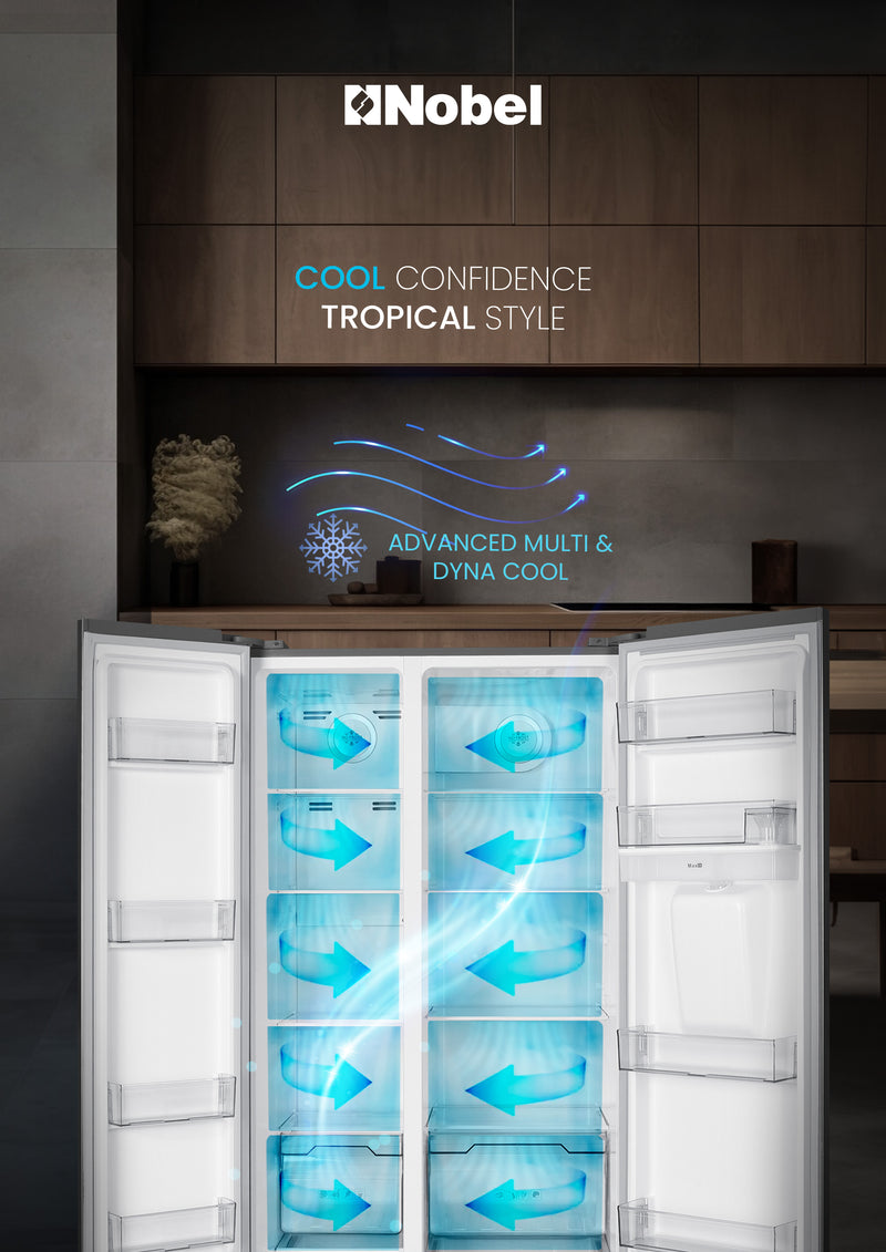 700L Gross / 518 Capacity Side by Side Refrigerator, NoFrost, with Water Dispenser, Twist Ice Maker, Digital Display - NR620WDI-4
