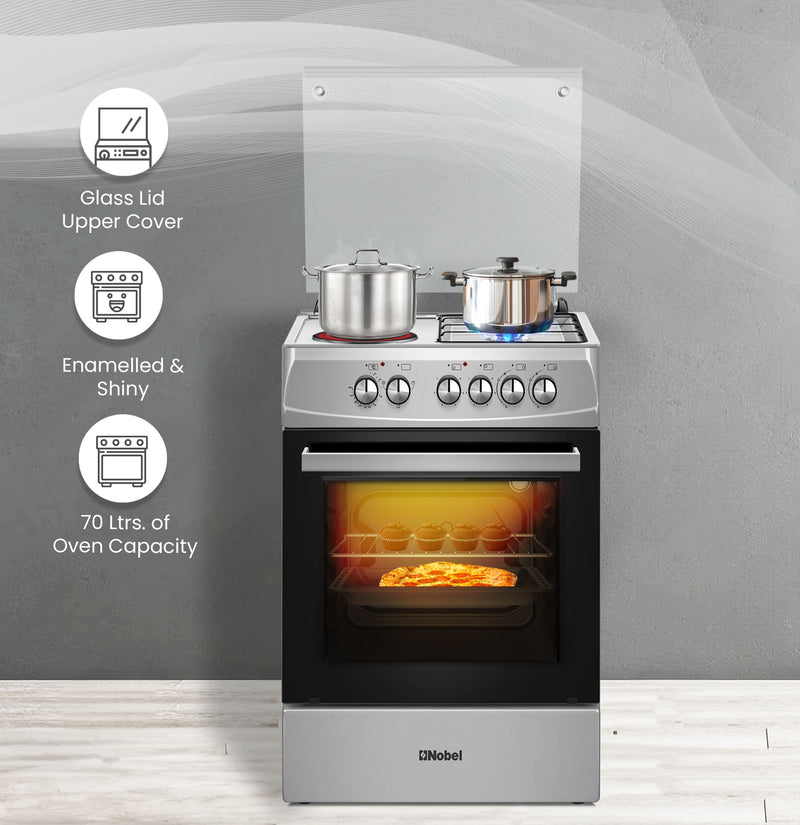 60x60 Cooking Range with 2 Gas Burners & 2 Electric Hotplates, 70L Electric Oven, Made in Turkey – NGC7222I-4