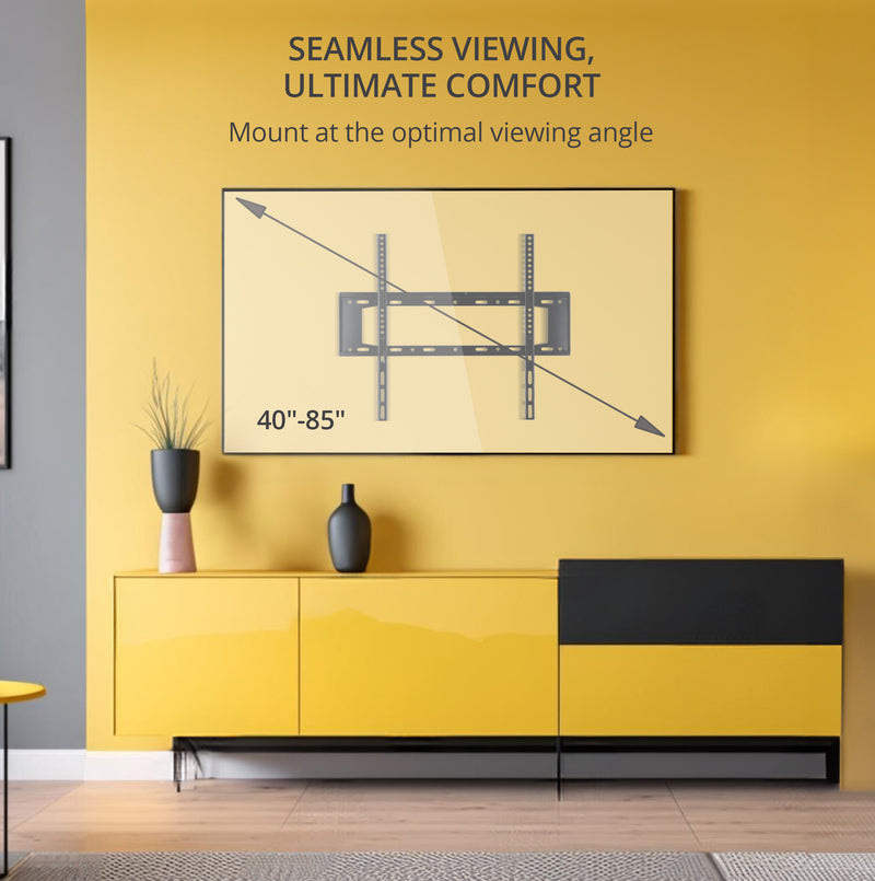 Bracket Pro Fixed TV Wall Mount, Black, for 40"-85" TVs, 200x200mm to 600x500mm VESA, 1.6mm Thickness, Easy Installation, Low-Profile Design - BPF4085 Black-3