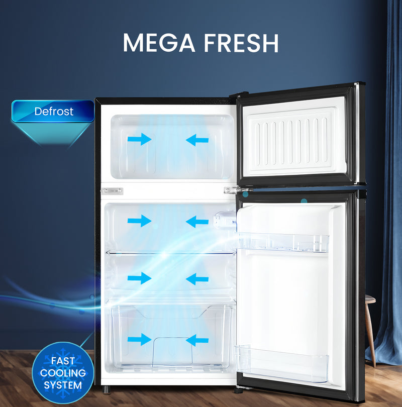 Nobel Double Door Refrigerator 125L Gross / 73L Net Compact Fridge with Vegetable Crisper, LED Light – NR125E-4