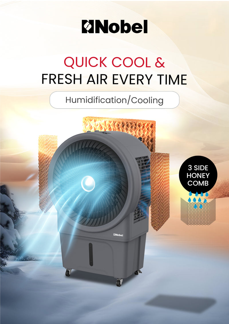 Air Cooler 80 Ltrs Water Tank, Mechanical Typhoon Cooling, Automatic Oscillation, and Powerful 250W Performance - NAC1111B-4