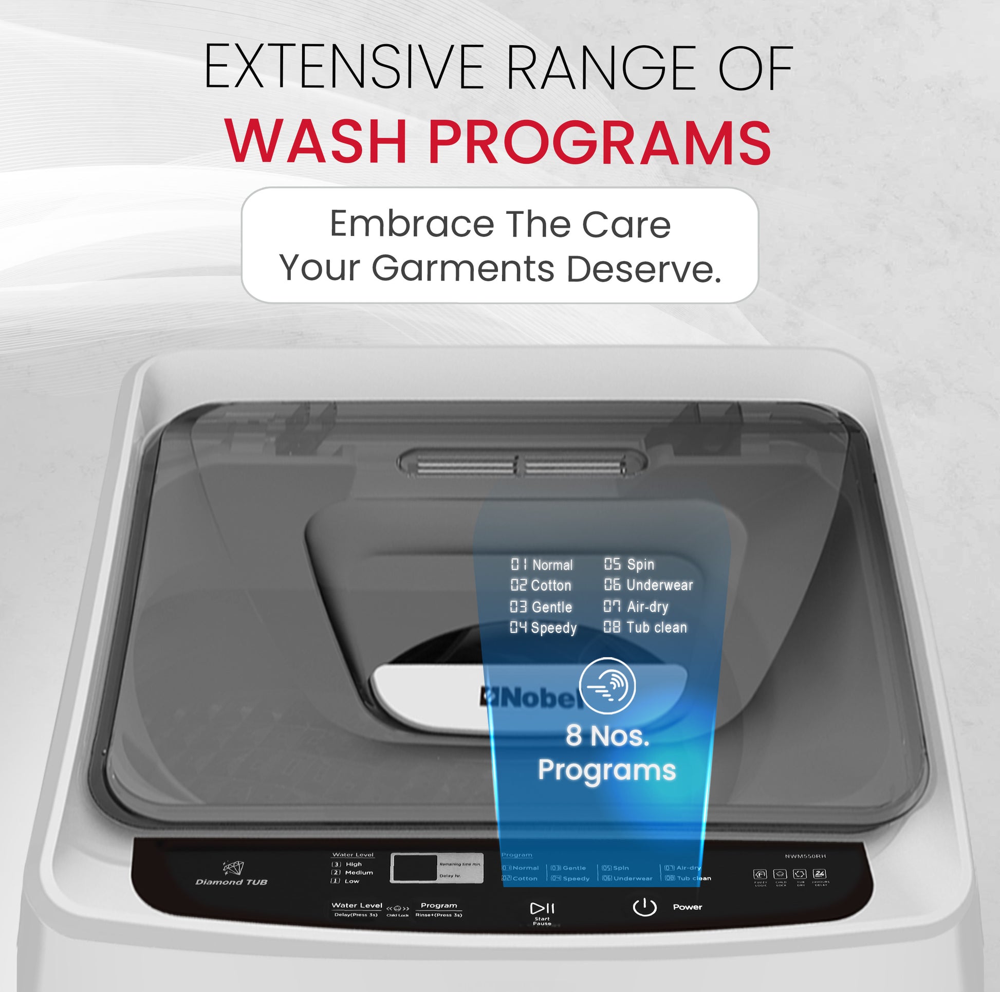 Nobel Top Load Washer Gray 4.5 KG Fully Automatic NWM550RH-4