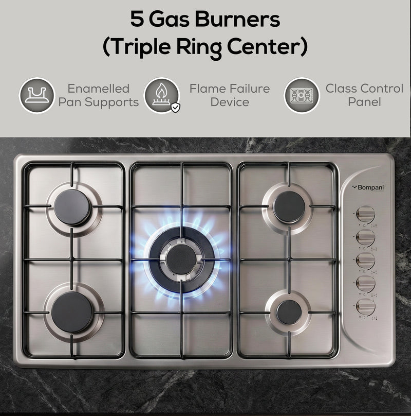 Bompani Built-in - Gas Hobs Stainless Steel 90cm FFD BO293MV-5