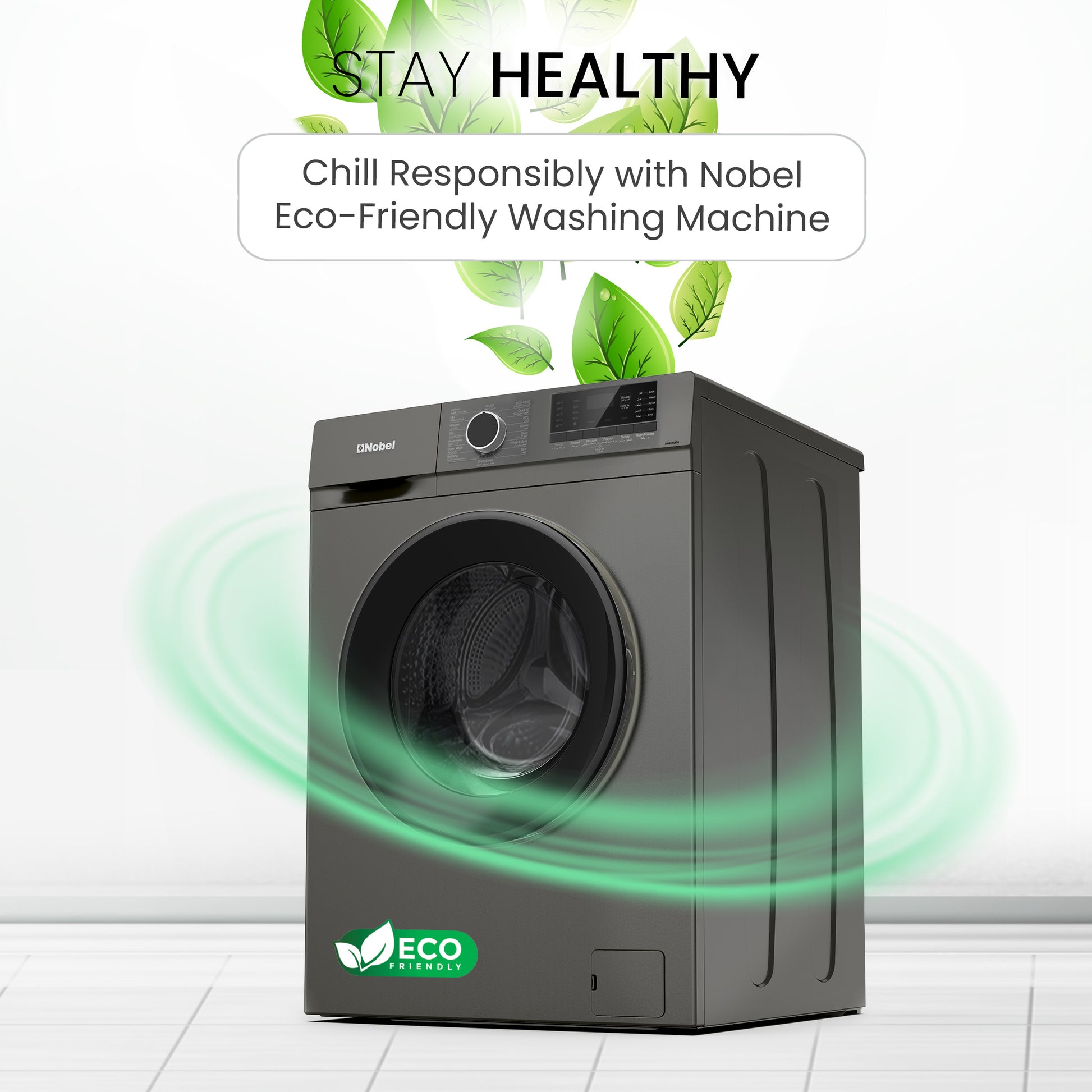 Nobel Dark Silver Front Load Washer: 6 Kg Capacity, 1000 RPM - NWM760RHS-5