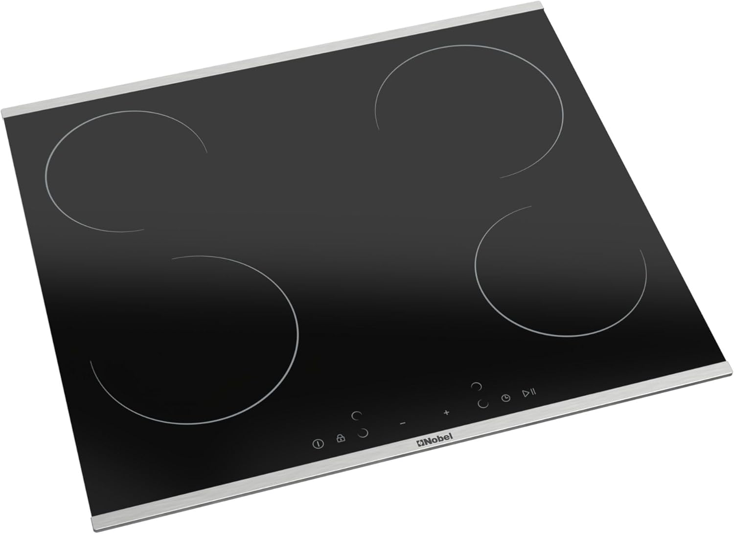 Nobel 60cm Built-in Hobs, Vitroceramic (Hilight), 4 Cooking Zones, 10 Power Levels, Touch Control, Child Safety Lock, Energy Saving, Heat Sensor, Quick Power Setting NBH6041V Black-3