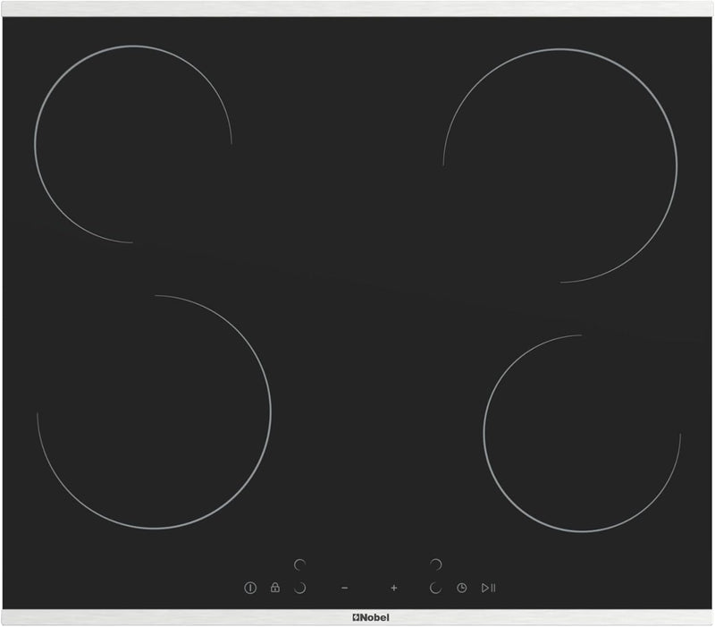 Nobel 60cm Built-in Hobs, Vitroceramic (Hilight), 4 Cooking Zones, 10 Power Levels, Touch Control, Child Safety Lock, Energy Saving, Heat Sensor, Quick Power Setting NBH6041V Black-2