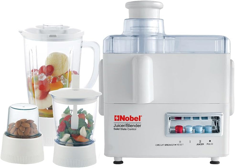 Nobel 4 in 1 Juicer and Food Factory with 1 Litre Capacity and has Spinner Chopper & Dry Mill 400W 2 Speed - Pulse Grinder, Chopper, Blender, Juicer, Unbreakable Jar & Anti Slip Feet NJ176G4 White-2