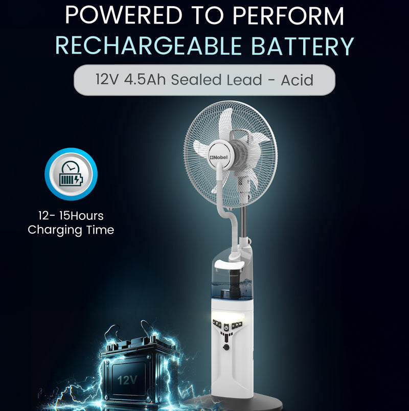 NOBEL Rechargeable Mist Fan White 16 inch Fan Blade NF777MRC-5