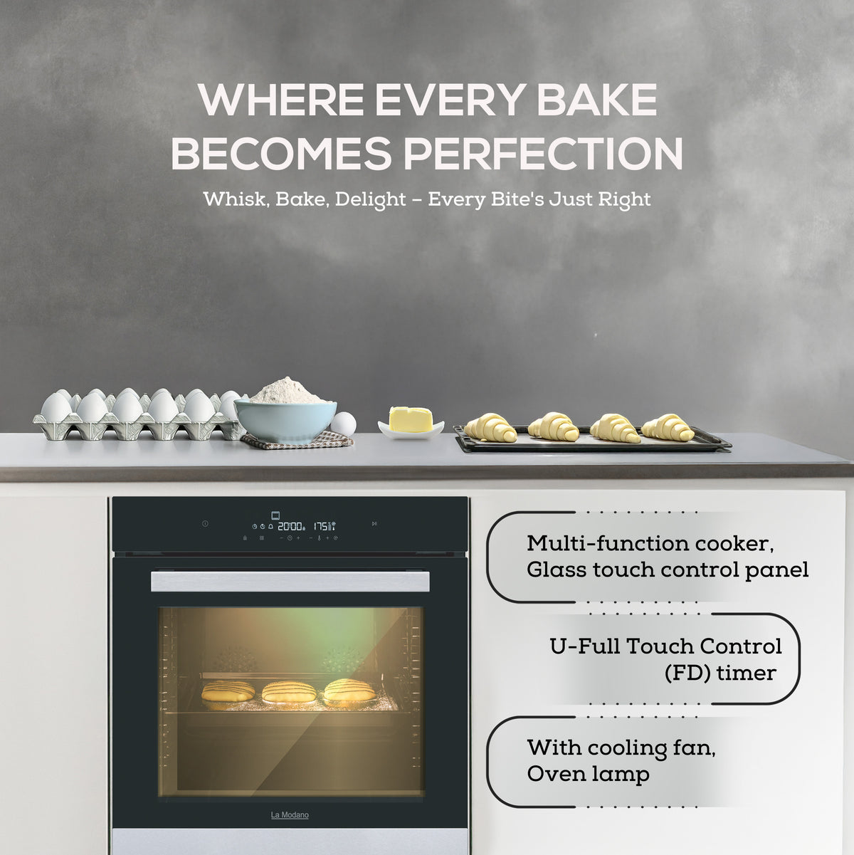 La Modano Electric Built-in Oven Black 60 cm Multi-Function Cooker LMBO606MC-5