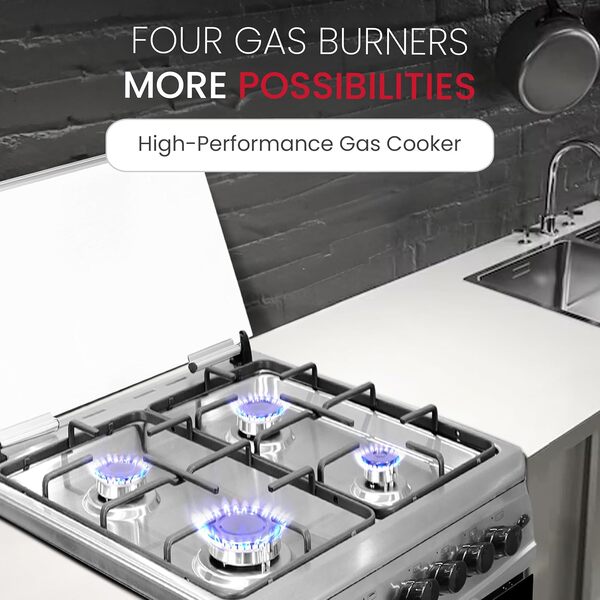 Nobel Gas Cooker Inox 60X60 Cm 4 Gas Burners Grill Gas Oven Turkey Ffd NGC6611-5