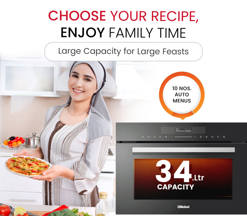 NOBEL Builtin - Microwave Oven Black 34 Ltr Grill Convection Touch Control NMO34BI-5