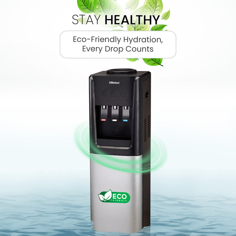 Nobel 3 Tap Top Load Water Dispenser Black and Silver NWD1607-5