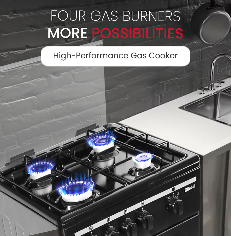 50x50 Gas Cooker with 4 Gas Burners, Gas Oven, Euro Pool Type Hob, Made in Turkey - NGC5000BK-5