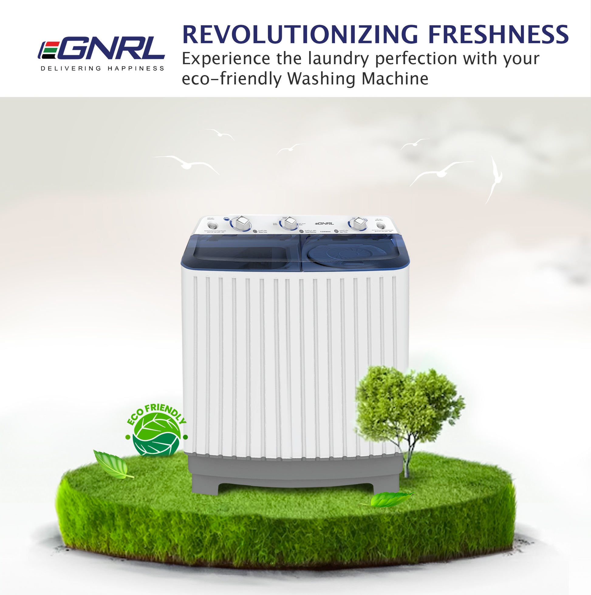 Twin Tub Washing Machine 6.5/5.0 KG Capacity, 2 Water Inlet - EGWM800-5