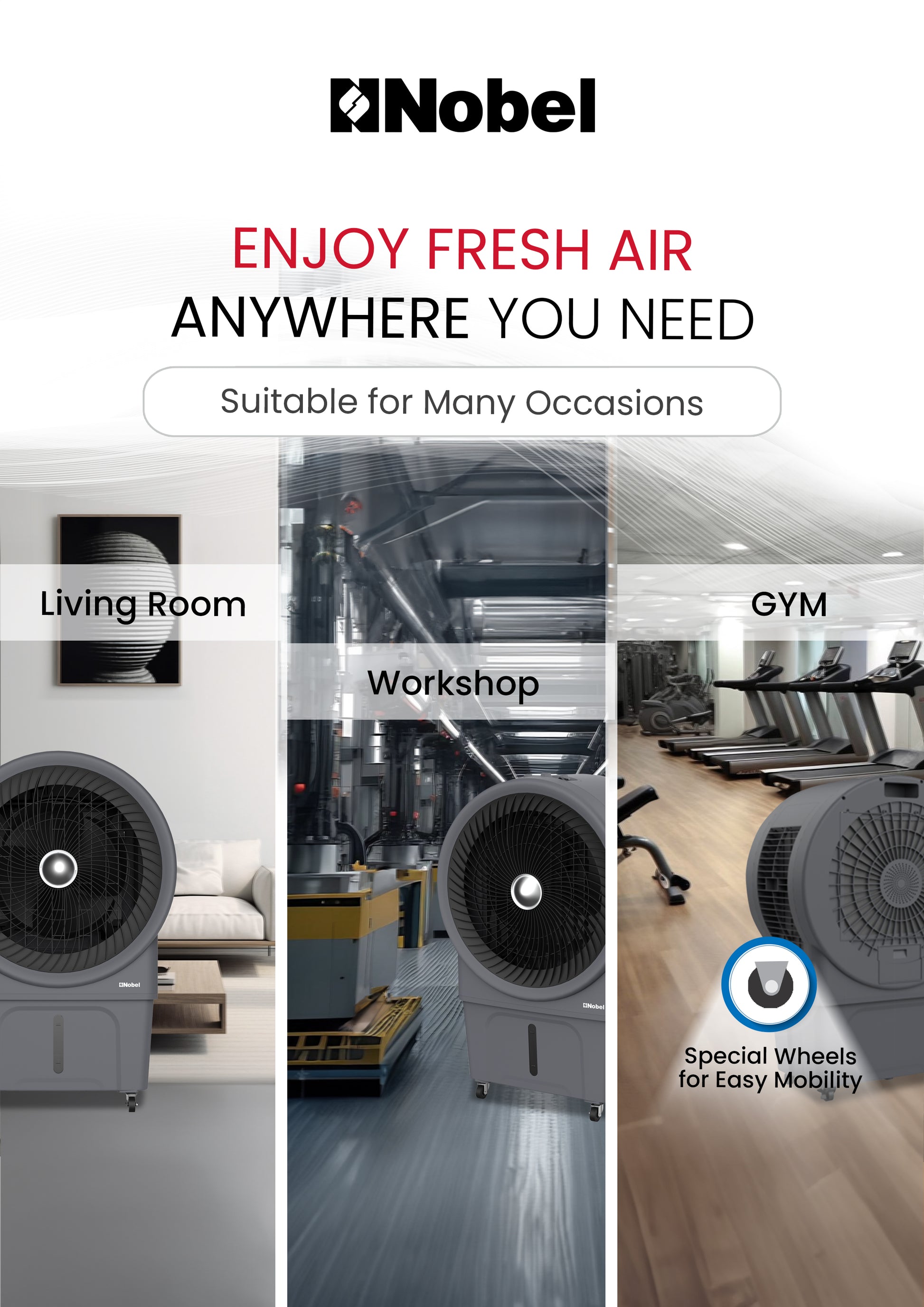 Air Cooler 80 Ltrs Water Tank, Mechanical Typhoon Cooling, Automatic Oscillation, and Powerful 250W Performance - NAC1111B-5