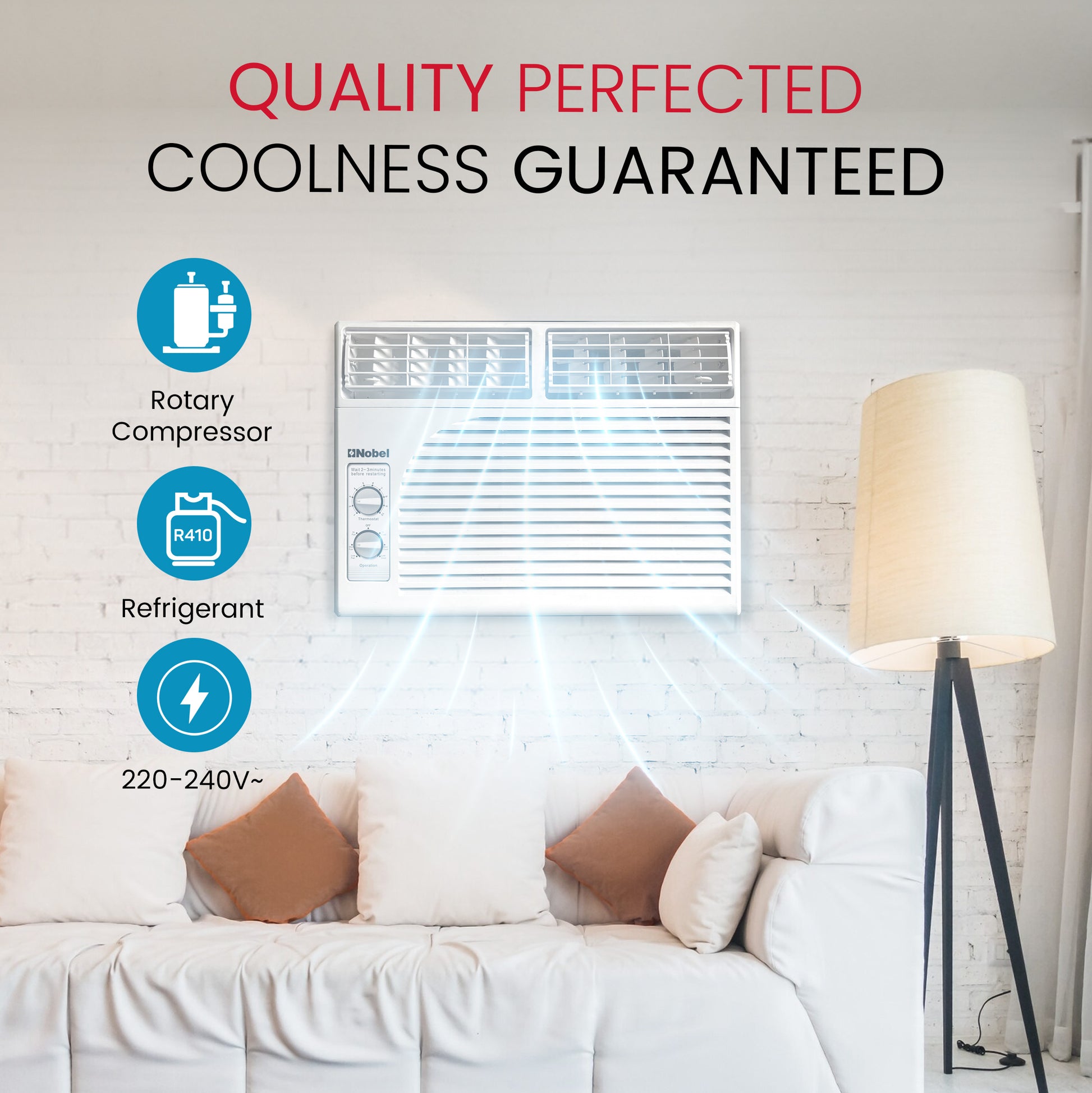 1 Ton Window Air Conditioner 12,000 BTU, Energy Efficient Cooling with Rotary Compressor, R410A Refrigerant - NWAC12C-5