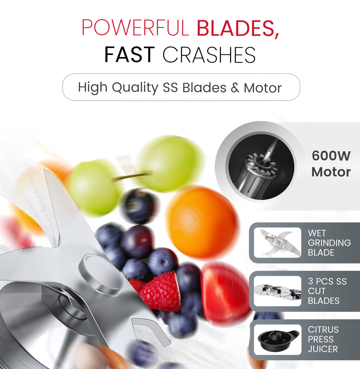 NOBEL 10 in 1 Juicer Food Factory 1.5 Litre 800W 2 Speed - Pulse 3 Cutting Plates Over Heat Protection Anti Slip Feet NFP777E Black with 1 Year Warranty-5