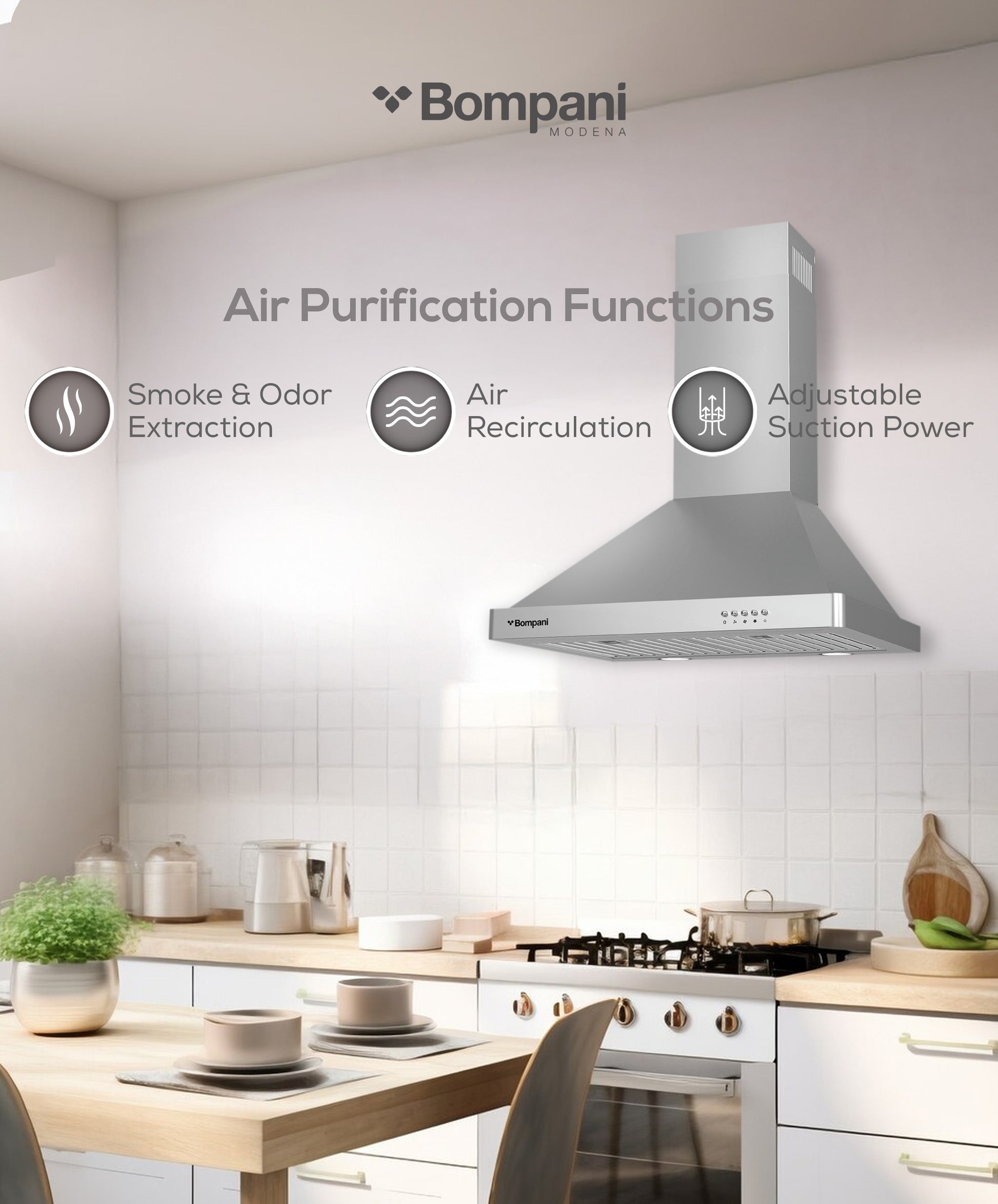 Bompani Builtin Hoods Stainless Steel 60Cm Decorative CHIMNEY60ST-5