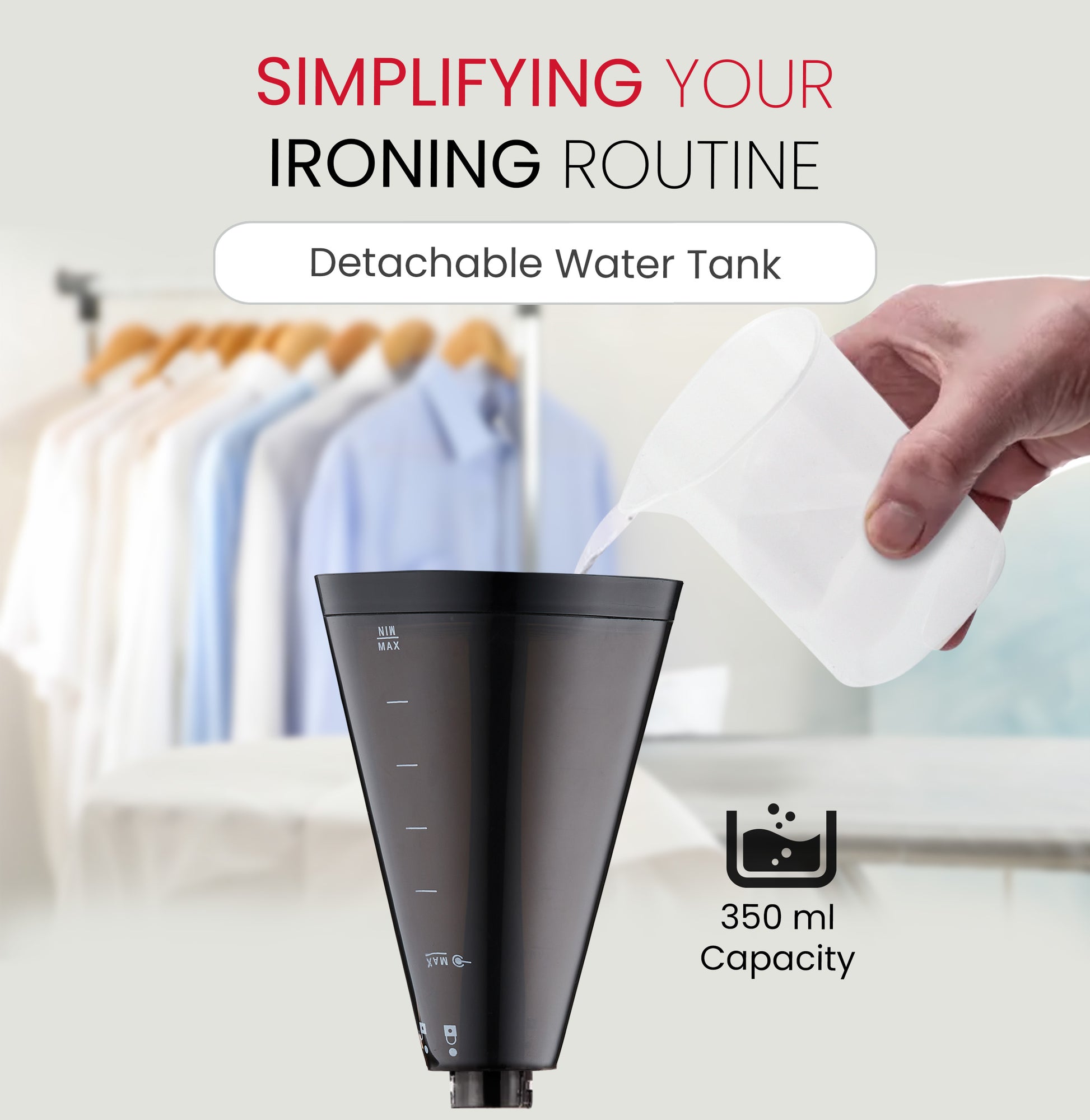 Nobel Steam Iron, Stainless Steel Panel, Detachable Water Tank, Steam Brush, 360° Rotational Swivel Handgrip, Pilot Light, Folded Handle, LED Indicator Lights, Auto-shut Off NSI33 Black-5