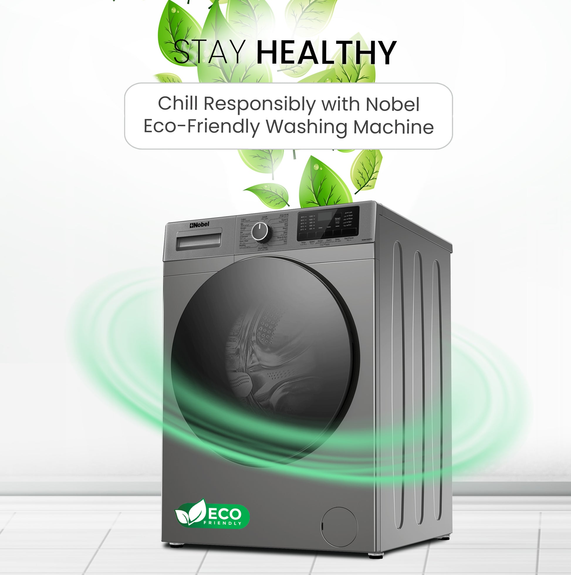 Front Load Washers Silver 10 Kg 1200RPM, Stainless Steel Drum, Inverter BLDC Motor - NWM1000FSI-5