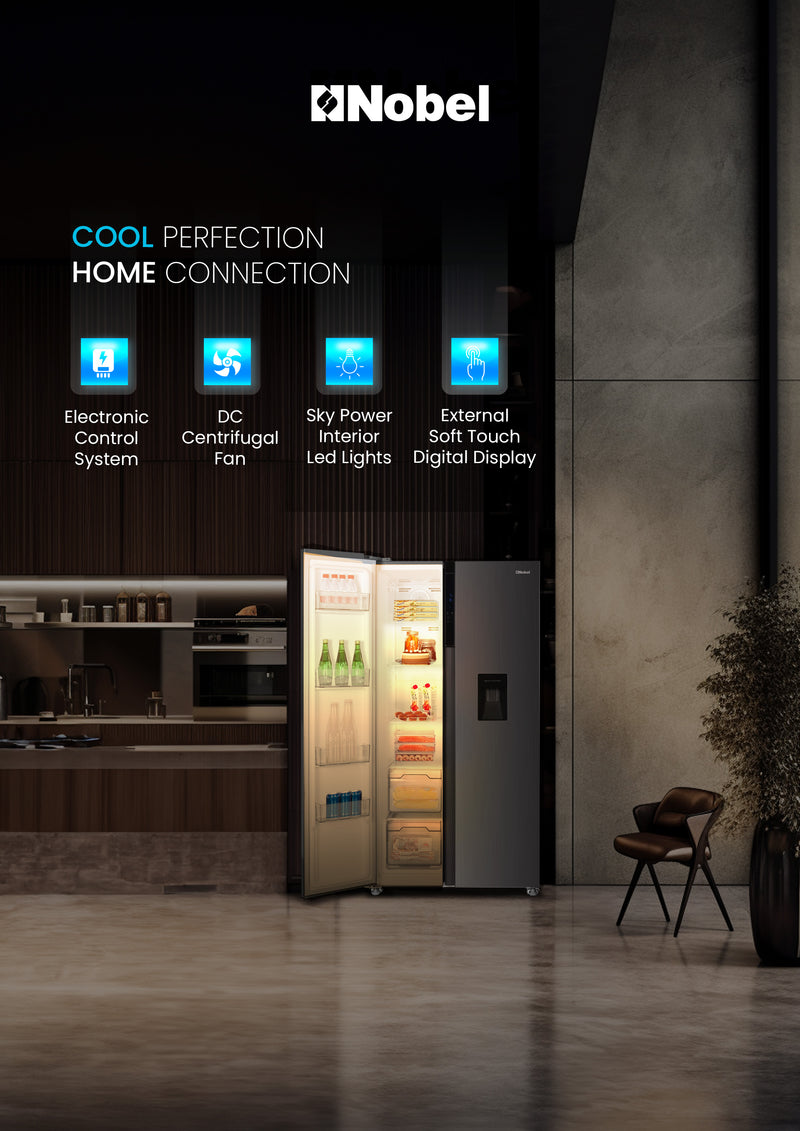 700L Gross / 518 Capacity Side by Side Refrigerator, NoFrost, with Water Dispenser, Twist Ice Maker, Digital Display - NR620WDI-5