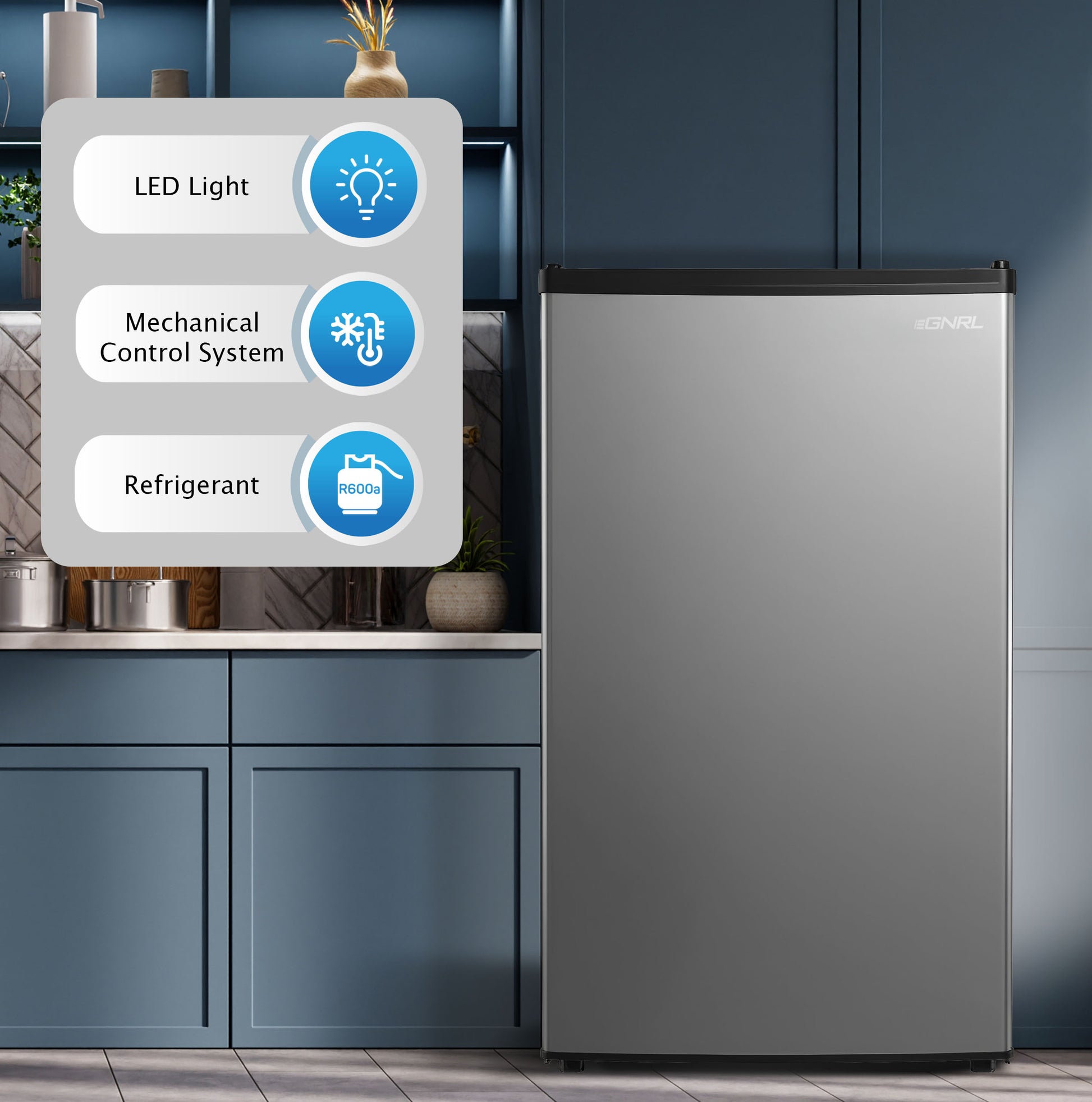 EGNRL 140L Gross/83L Net Capacity, Single Door Refrigerator, Fast Cooling, Energy Saving - EGR140S-6