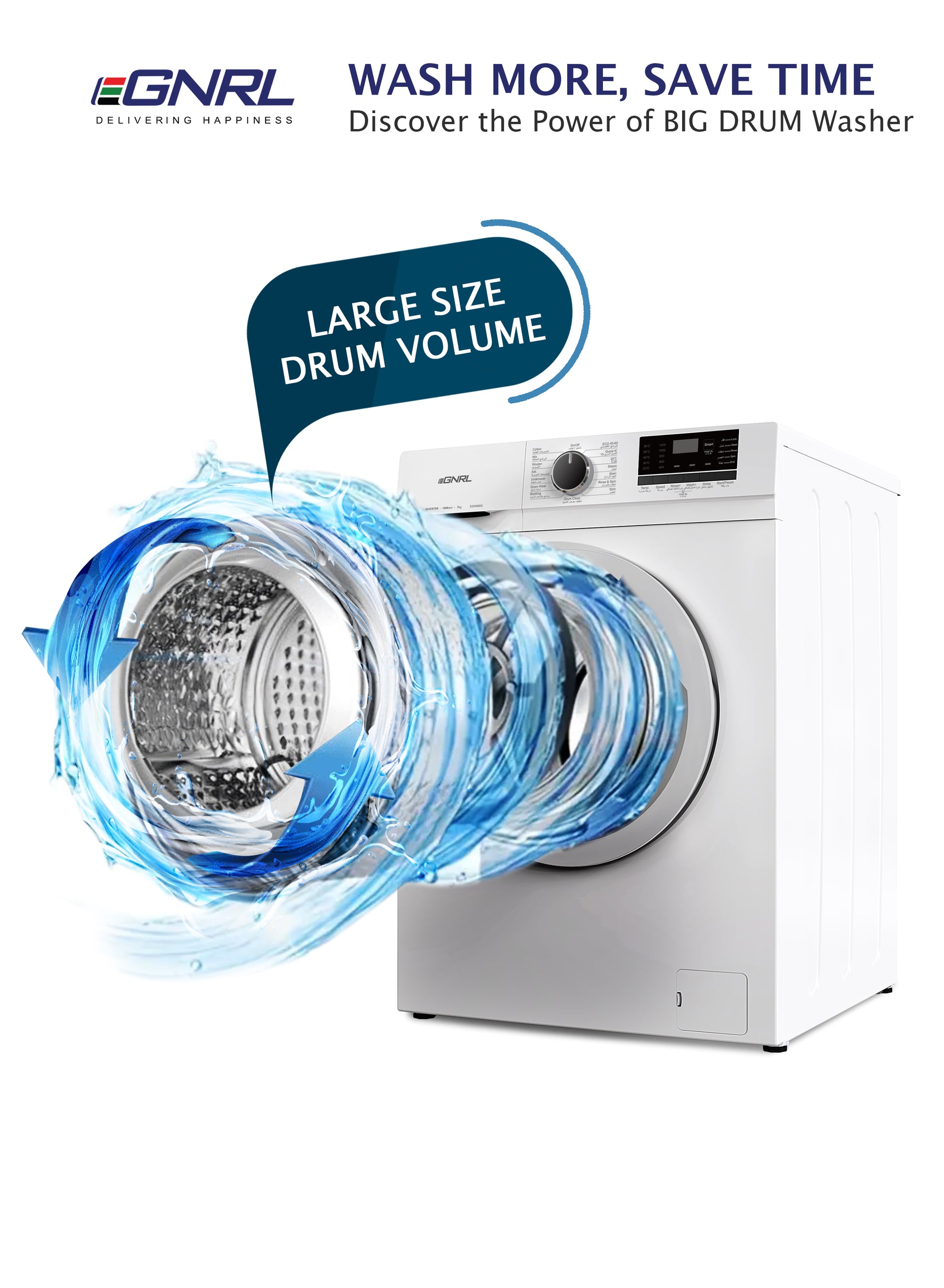 EGNRL EGWM850 2024 Model 7KG Front Load Washing Machine With BLDC Inverter Motor 10 Year Warranty 1200 RPM 16 Program Fully Automatic Washer With Digital Control-LED Display-6