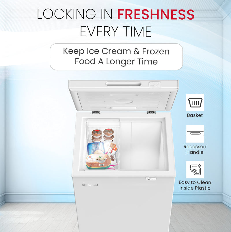 Single Door Chest Freezer 140Ltr Gross /99Ltr Net Capacity , R600a Refrigerant - NCF145-6