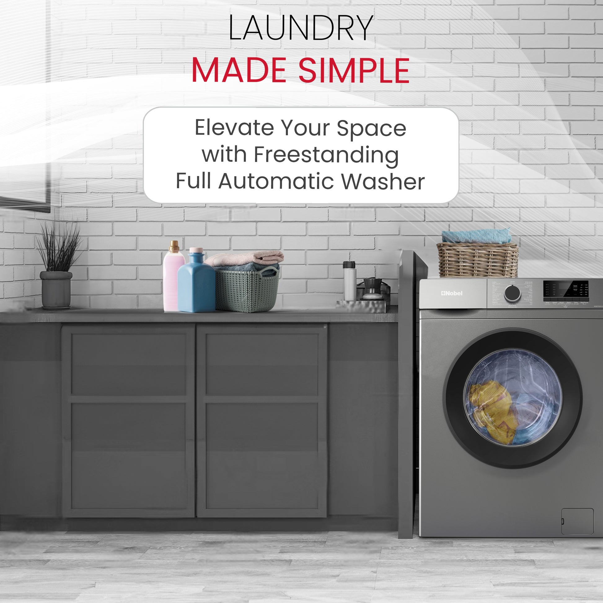 Nobel Dark Silver Front Load Washer: 6 Kg Capacity, 1000 RPM - NWM760RHS-6