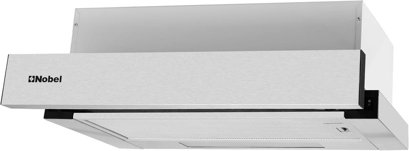 Nobel RANGE HOOD 60cm Built-in Hoods 2 Speed Rocker Switch, 3-Layer Aluminum Filter(2pcs), 2x65W Motor, 440m3/h. with 2pcs Carbon Filter NCHP60ST-2