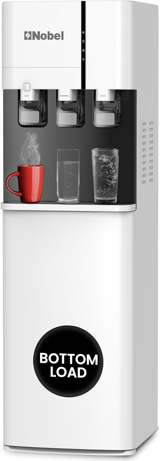 Nobel Water Dispenser, 3 Taps, Hot, Normal, Cold, Bottom Loading, Child Safety Lock NWD800BL White-1