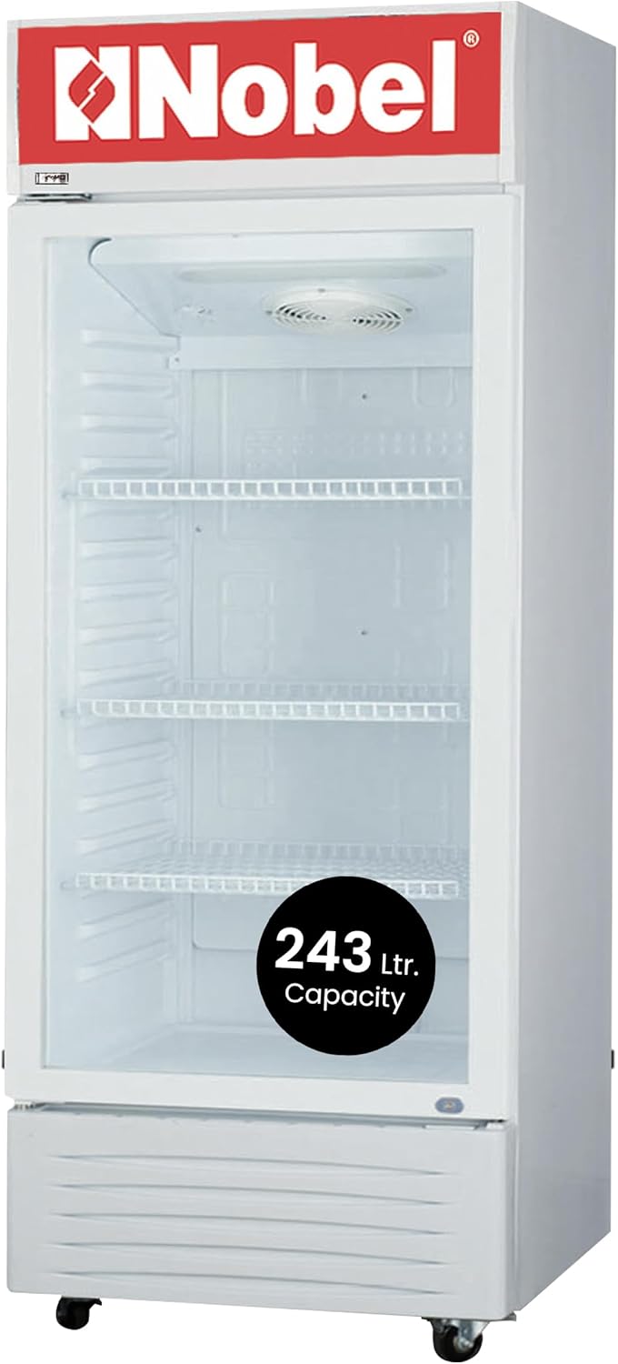 Nobel Upright Chiller, Single Door 245 Litres Single Door Light Box Lock and Key - NSF245 White-2