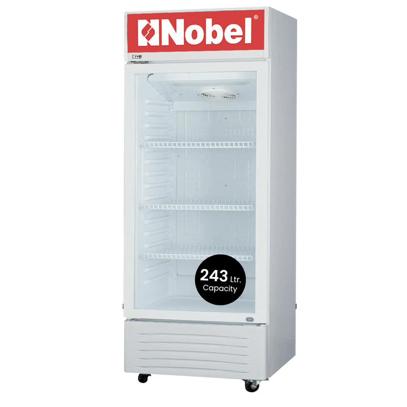 Nobel Upright Chiller, Single Door 245 Litres Single Door Light Box Lock and Key - NSF245 White-1