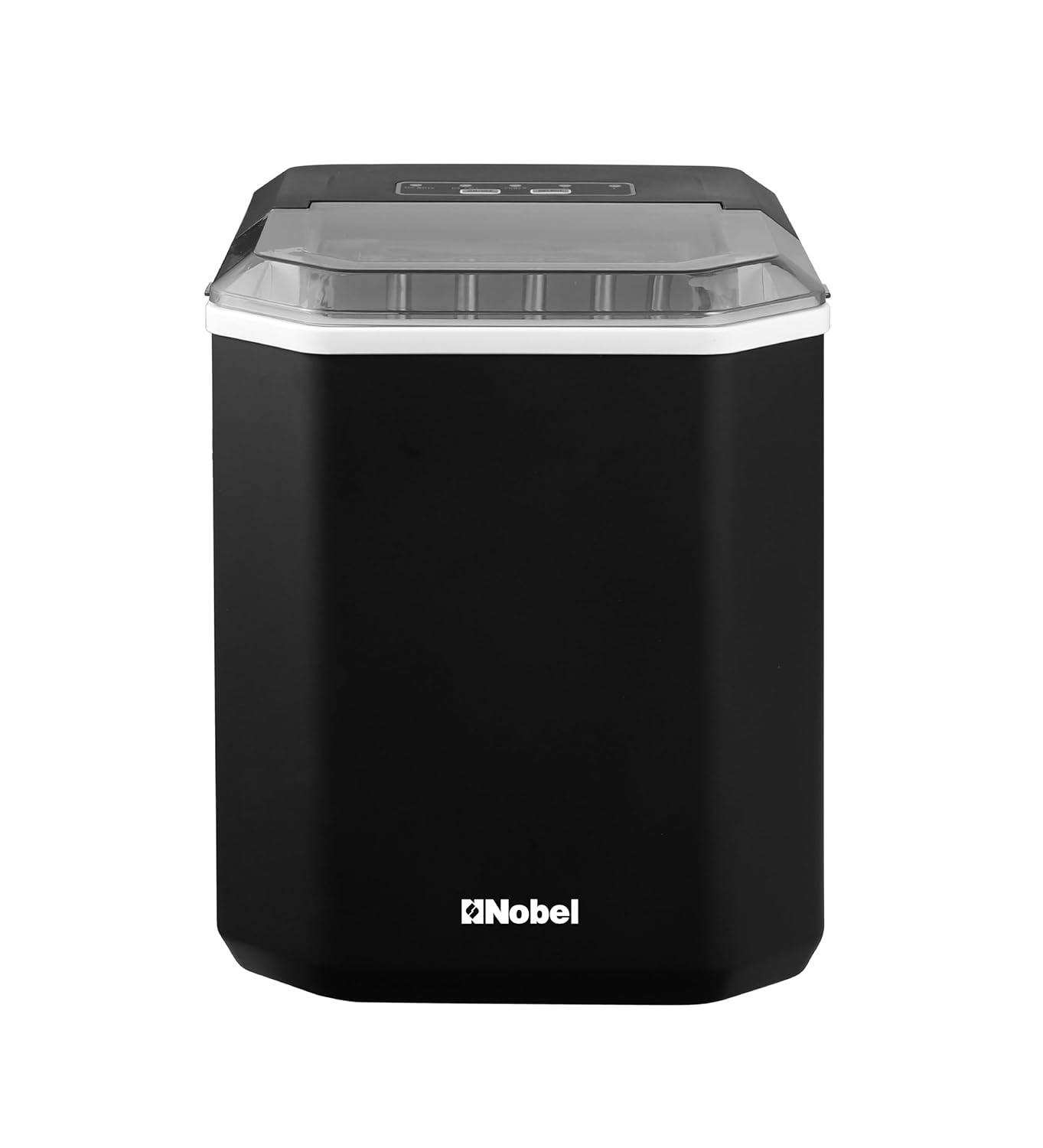 Nobel Ice Maker, 12Kgs 25°C Ice Capacity Daily, 1.3L Water Tank Storage, Bullet Ice Cube Shape, Water Shortage Indicator,Infrared Sensor, LED Display, R600a Refrigerant NIM15S Black
