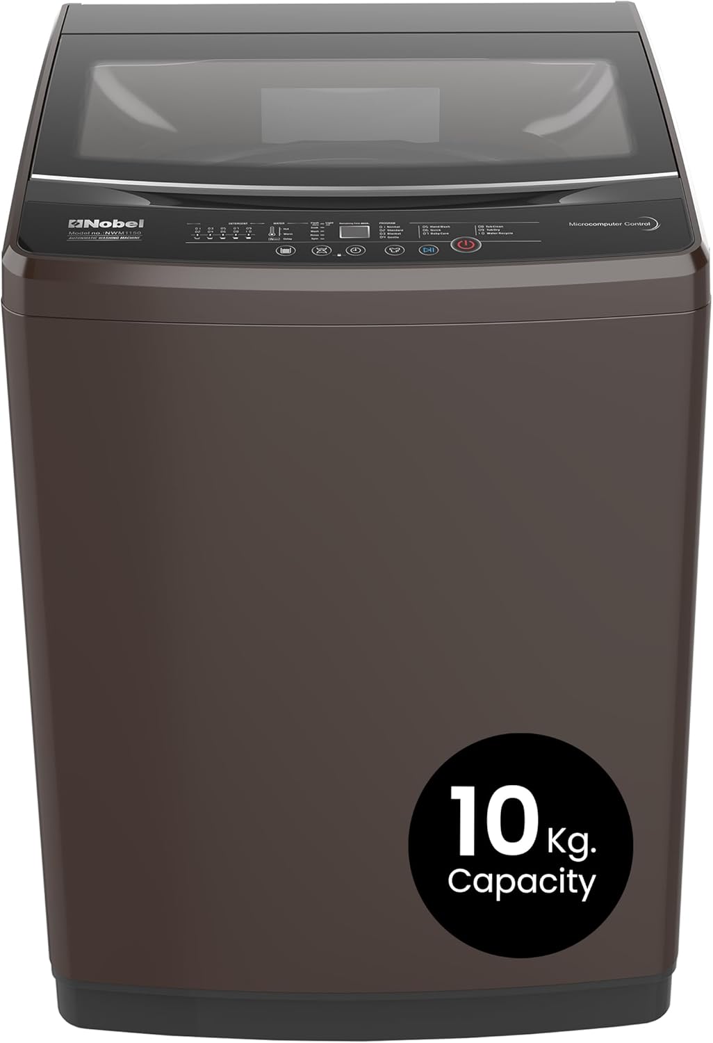 Nobel Washing Machine 10kg Capacity, Electronic Control, LED Display, 6 Programs NWM1150 Silver-1