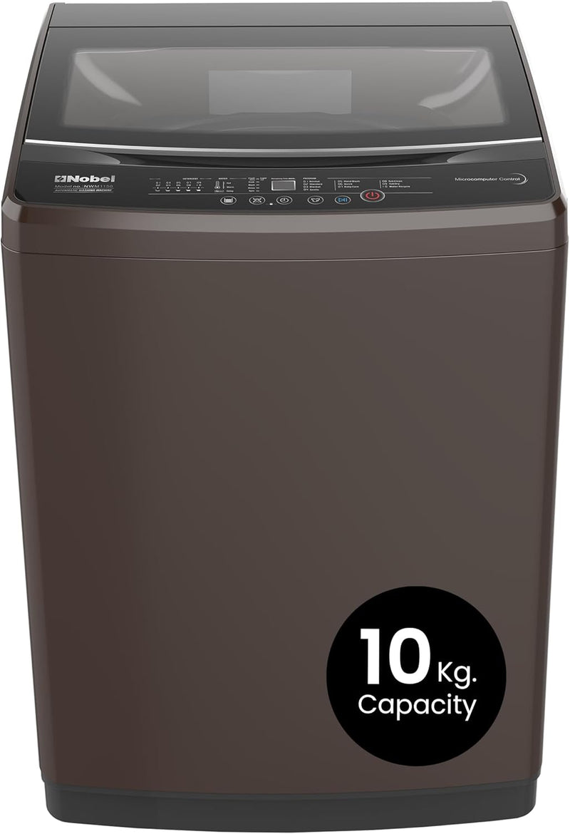Nobel Washing Machine 10kg Capacity, Electronic Control, LED Display, 6 Programs NWM1150 Silver-1