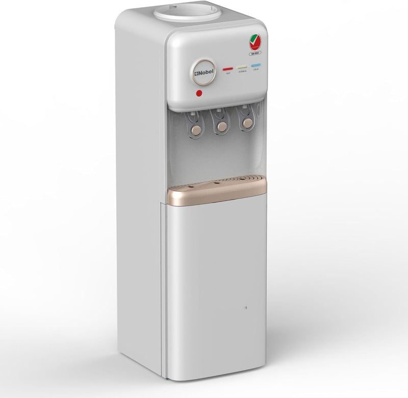 Nobel Freestanding 3 Tap Water Dispenser with Hot, Normal & Cold Taps, Refrigerator, 670W Power - NWD1608R White-2