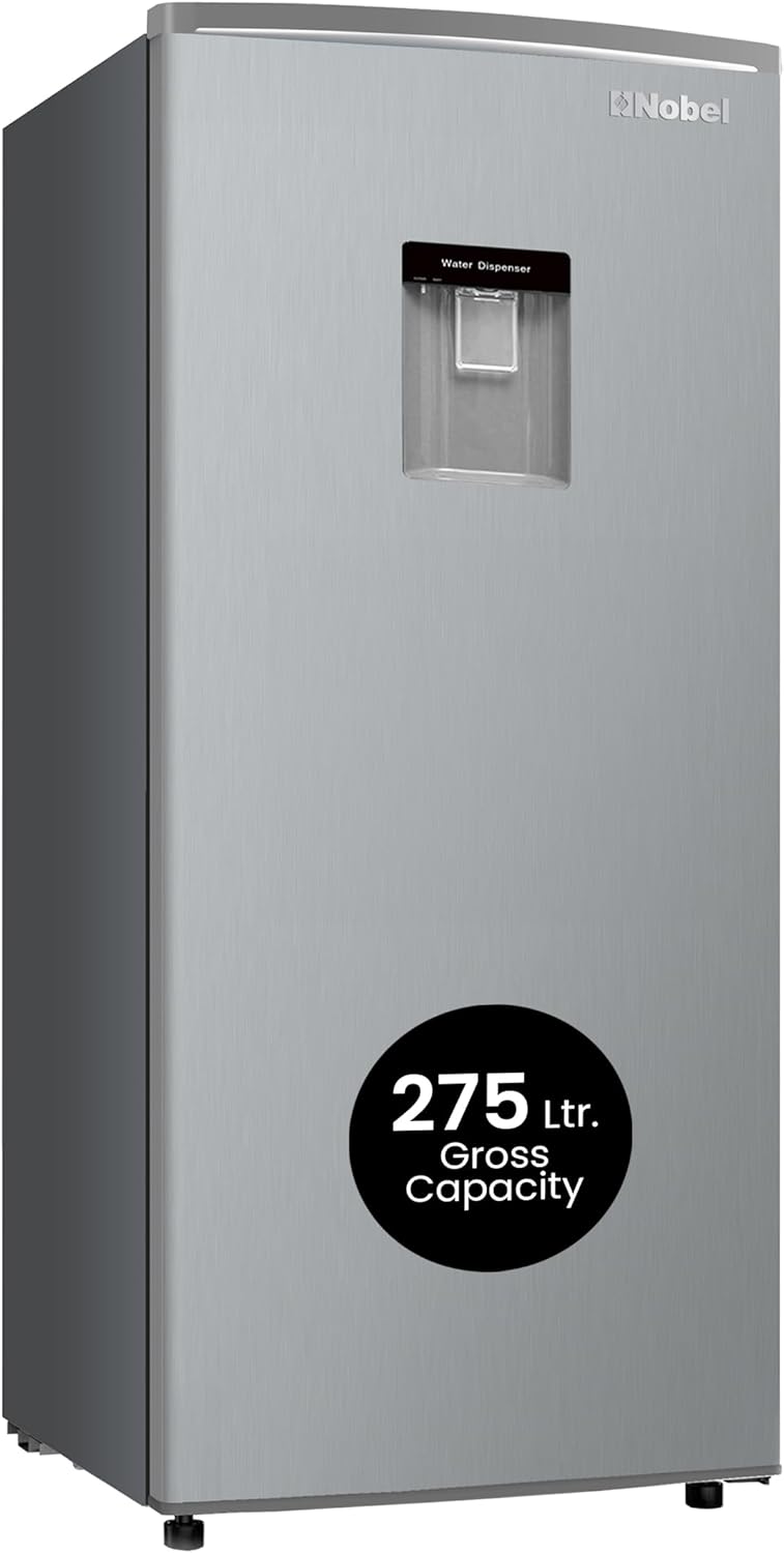 210L Gross, 190L Net Single Door Refrigerator with Water Dispenser, Defrost, Recessed Handle, Vegetable Crisper - NR210SS-1