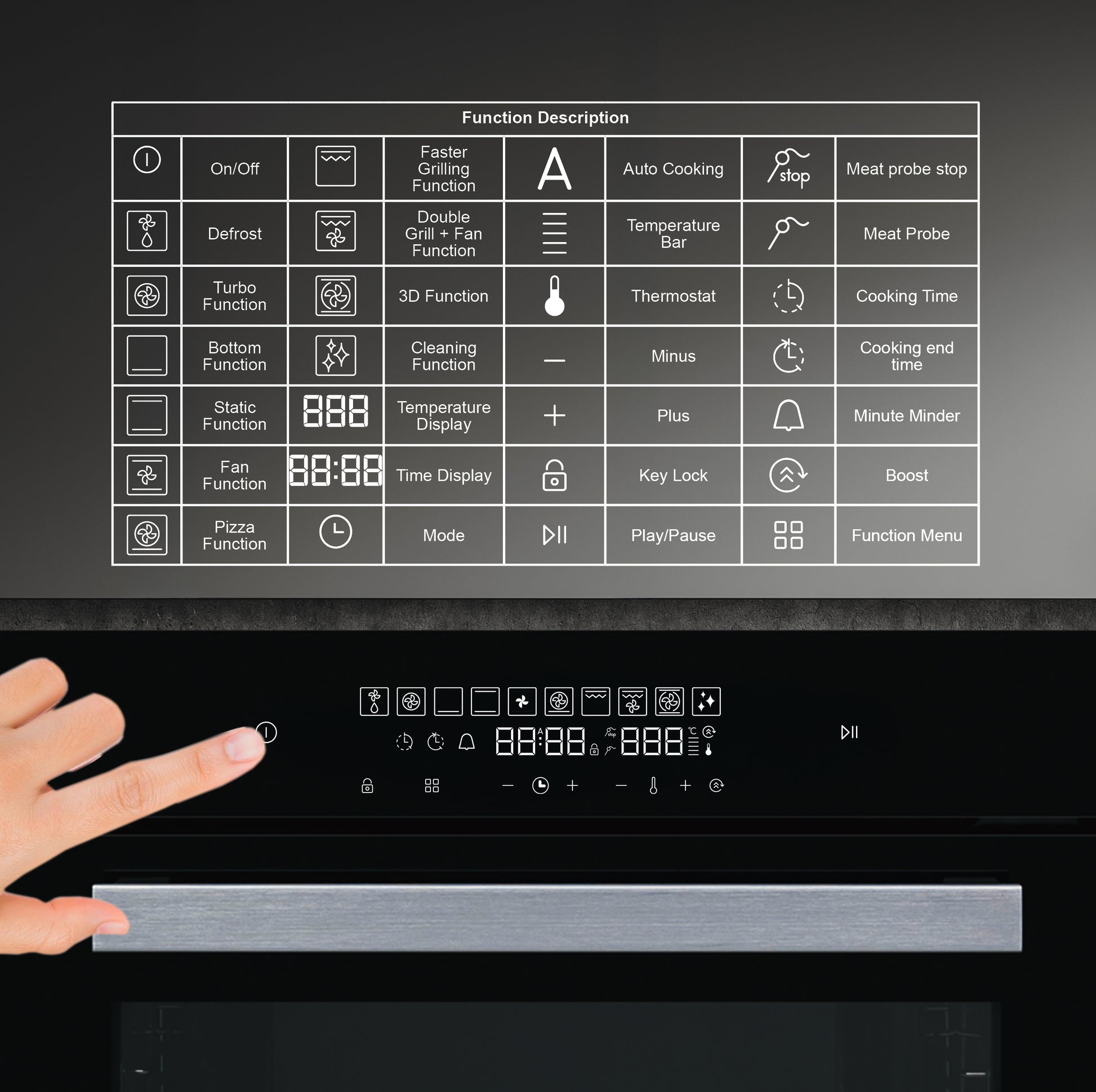 La Modano Electric Built-in Oven Black 60 cm Multi-Function Cooker LMBO606MC-6