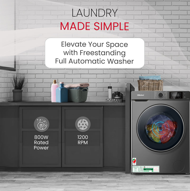Front Load Washer-Dryer 12 KG Capacity, Dial Touch Control Panel with LED Screen - NWM1400WD-6